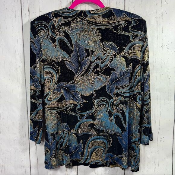 Alex Evenings Womens Metallic Floral Jacket L Elegant Evening Glam Holiday - Picture 10 of 13